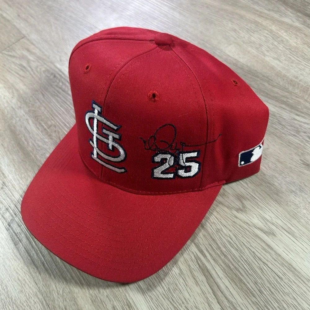 VTG Mark McGwire St. Louis Cardinals Snapback Hat MLB Sid Logo Twins Red Cap